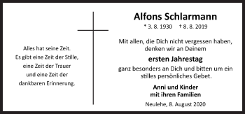 Traueranzeige von Alfons Schlarmann von Neue Osnabrücker Zeitung GmbH & Co. KG