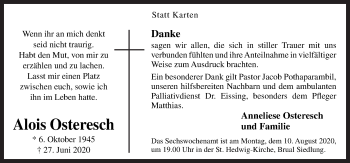 Traueranzeige von Alois Osteresch von Neue Osnabrücker Zeitung GmbH & Co. KG