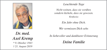 Traueranzeige von Axel Kremp von Neue Osnabrücker Zeitung GmbH & Co. KG