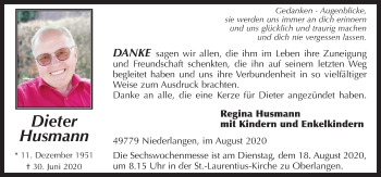 Traueranzeige von Dieter Husmann von Neue Osnabrücker Zeitung GmbH & Co. KG