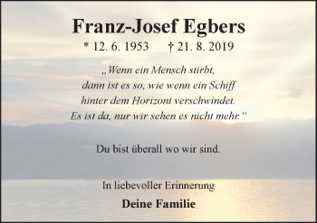 Traueranzeige von Franz-Josef Egbers von Neue Osnabrücker Zeitung GmbH & Co. KG