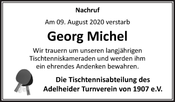 Traueranzeige von Georg Michel von Neue Osnabrücker Zeitung GmbH & Co. KG