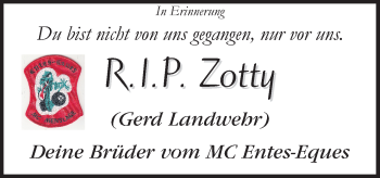 Traueranzeige von Gerd Landwehr von Neue Osnabrücker Zeitung GmbH & Co. KG