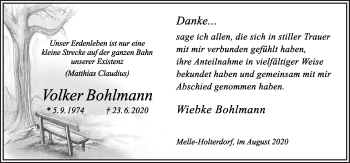 Traueranzeige von Volker Bohlmann von Neue Osnabrücker Zeitung GmbH & Co. KG