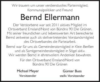 Traueranzeige von Bernd Ellermann von Neue Osnabrücker Zeitung GmbH & Co. KG