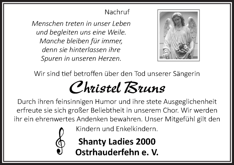  Traueranzeige für Christel Bruns vom 24.09.2020 aus Neue Osnabrücker Zeitung GmbH & Co. KG