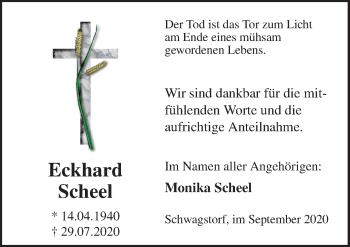 Traueranzeige von Eckhard Scheel von Neue Osnabrücker Zeitung GmbH & Co. KG