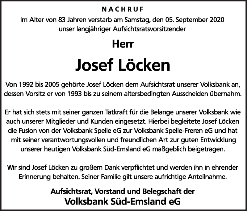  Traueranzeige für Josef Löcken vom 10.09.2020 aus Neue Osnabrücker Zeitung GmbH & Co. KG