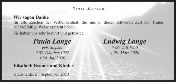 Traueranzeige von Ludwig Lange von Neue Osnabrücker Zeitung GmbH & Co. KG