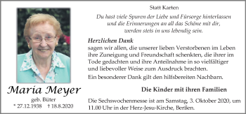 Traueranzeige von Maria Meyer von Neue Osnabrücker Zeitung GmbH & Co. KG