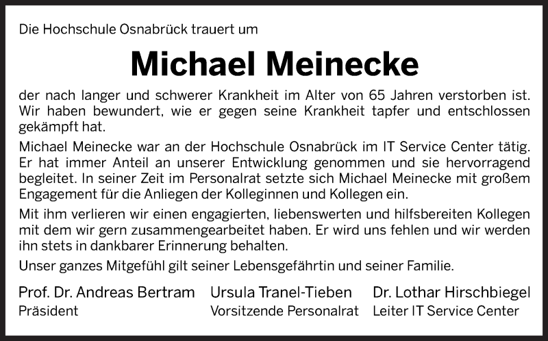  Traueranzeige für Michael Meinecke vom 09.09.2020 aus Neue Osnabrücker Zeitung GmbH & Co. KG