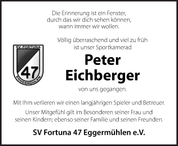 Traueranzeige von Peter Eichberger von Neue Osnabrücker Zeitung GmbH & Co. KG