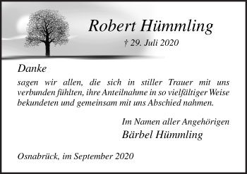 Traueranzeige von Robert Hümmling von Neue Osnabrücker Zeitung GmbH & Co. KG
