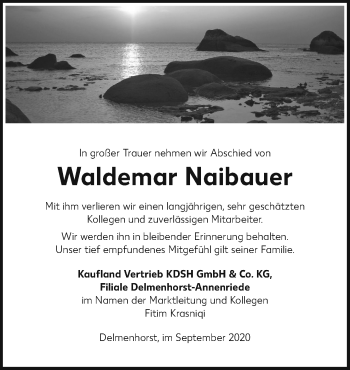 Traueranzeige von Waldemar Naibauer von Neue Osnabrücker Zeitung GmbH & Co. KG