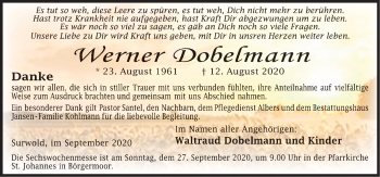 Traueranzeige von Werner Dobelmann von Neue Osnabrücker Zeitung GmbH & Co. KG