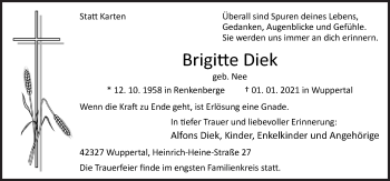 Traueranzeige von Brigitte Diek von Neue Osnabrücker Zeitung GmbH & Co. KG