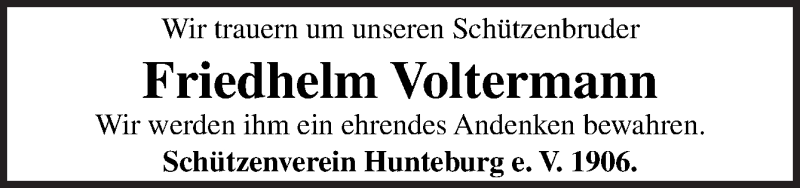  Traueranzeige für Friedhelm Voltermann vom 23.01.2021 aus Neue Osnabrücker Zeitung GmbH & Co. KG