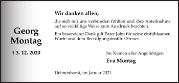 Traueranzeige von Georg Montag von Neue Osnabrücker Zeitung GmbH & Co. KG