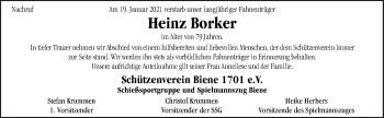 Traueranzeige von Heinz Borker von Neue Osnabrücker Zeitung GmbH & Co. KG
