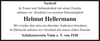 Traueranzeige von Helmut Hellermann von Neue Osnabrücker Zeitung GmbH & Co. KG