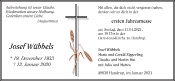 Traueranzeige von Josef Wübbels von Neue Osnabrücker Zeitung GmbH & Co. KG