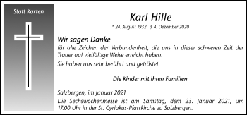Traueranzeige von Karl Hille von Neue Osnabrücker Zeitung GmbH & Co. KG