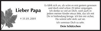 Traueranzeige von Papa  von Neue Osnabrücker Zeitung GmbH & Co. KG
