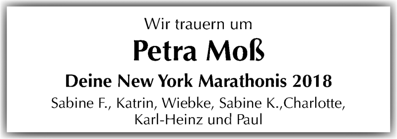  Traueranzeige für Petra Moß vom 20.01.2021 aus Neue Osnabrücker Zeitung GmbH & Co. KG