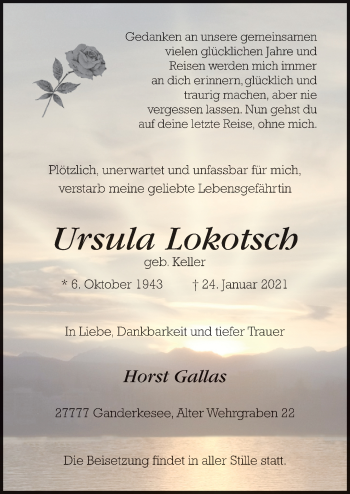 Traueranzeige von Ursula Lokotsch von Neue Osnabrücker Zeitung GmbH & Co. KG