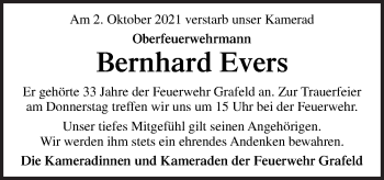 Traueranzeige von Bernhard Evers von Neue Osnabrücker Zeitung GmbH & Co. KG