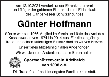 Traueranzeige von Günter Hoffmann von Neue Osnabrücker Zeitung GmbH & Co. KG