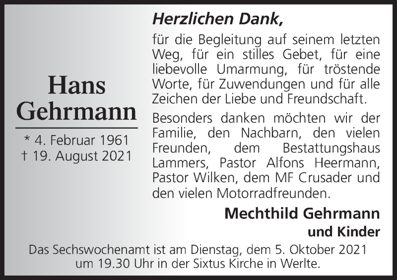  Traueranzeige für Hans Gehrmann vom 02.10.2021 aus Neue Osnabrücker Zeitung GmbH & Co. KG