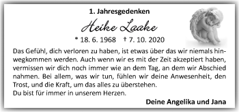 Traueranzeige von Heike Laake von Neue Osnabrücker Zeitung GmbH & Co. KG