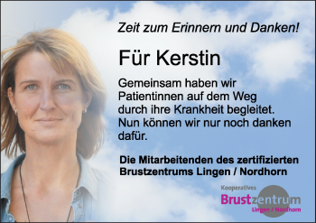 Traueranzeige von Kerstin  von Neue Osnabrücker Zeitung GmbH & Co. KG