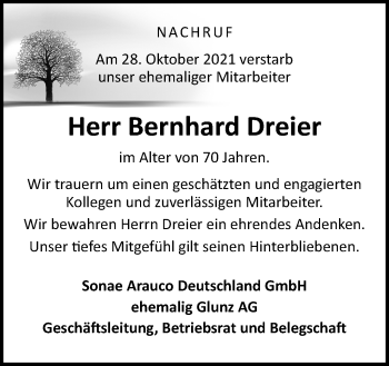 Traueranzeige von Bernhard Dreier von Neue Osnabrücker Zeitung GmbH & Co. KG