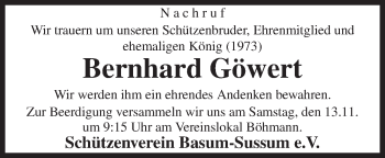 Traueranzeige von Bernhard Göwert von Neue Osnabrücker Zeitung GmbH & Co. KG