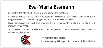 Traueranzeige von Eva-Maria Essmann von Neue Osnabrücker Zeitung GmbH & Co. KG