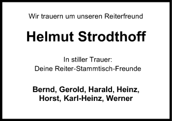 Traueranzeige von Helmut Strodthoff von Neue Osnabrücker Zeitung GmbH & Co. KG