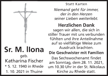 Traueranzeige von Katharina Fischer von Neue Osnabrücker Zeitung GmbH & Co. KG