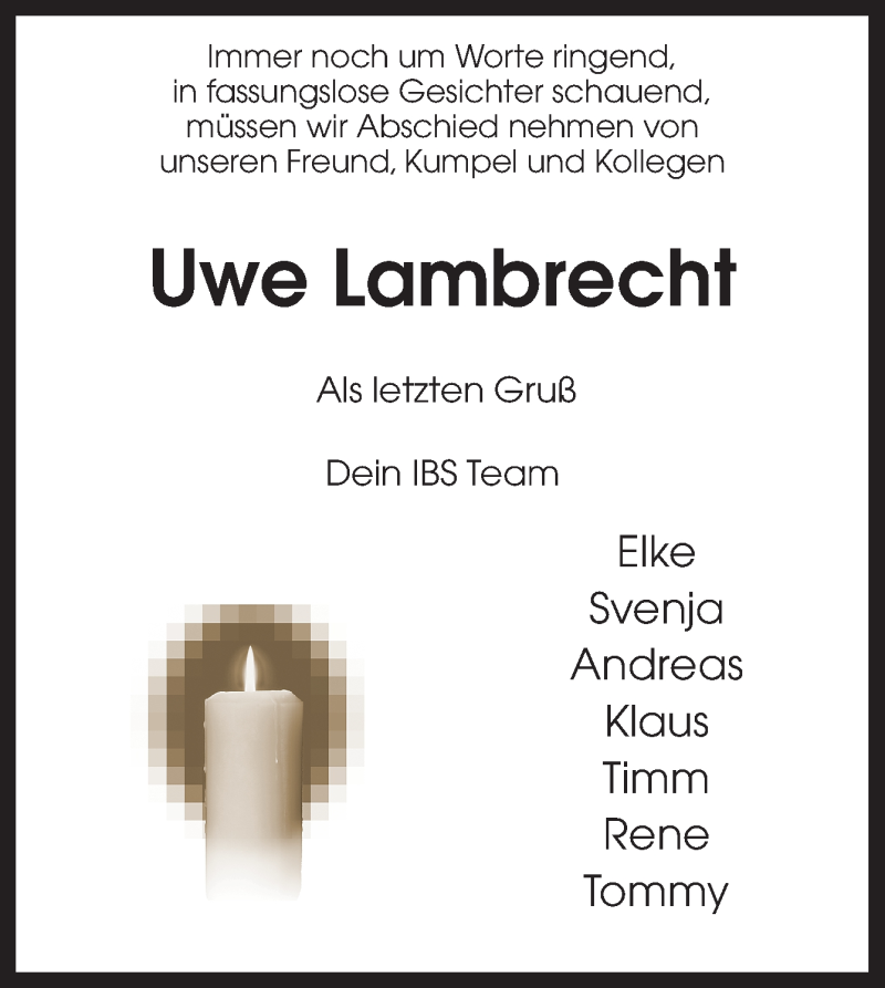  Traueranzeige für Uwe Lambrecht vom 10.11.2021 aus Neue Osnabrücker Zeitung GmbH & Co. KG