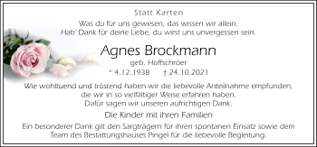 Traueranzeige von Agnes Brockmann von Neue Osnabrücker Zeitung GmbH & Co. KG