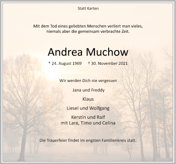 Traueranzeige von Andrea Muchow von Neue Osnabrücker Zeitung GmbH & Co. KG