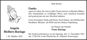 Traueranzeige von Angela Meibers-Barlage von Neue Osnabrücker Zeitung GmbH & Co. KG