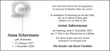 Traueranzeige von Anna Schermann von Neue Osnabrücker Zeitung GmbH & Co. KG