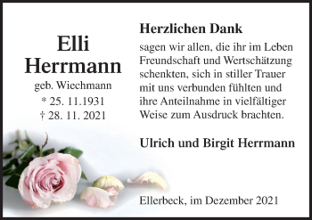 Traueranzeige von Elli Herrmann von Neue Osnabrücker Zeitung GmbH & Co. KG