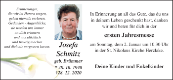 Traueranzeige von Josefa Schmitz von Neue Osnabrücker Zeitung GmbH & Co. KG