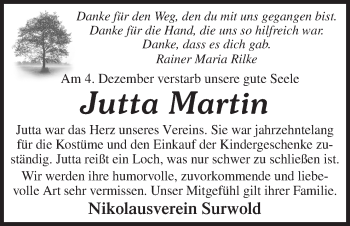 Traueranzeige von Jutta Martin von Neue Osnabrücker Zeitung GmbH & Co. KG