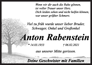 Traueranzeige von Anton Rabenstein von Neue Osnabrücker Zeitung GmbH & Co. KG