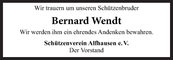 Traueranzeige von Bernard Wendt von Neue Osnabrücker Zeitung GmbH & Co. KG