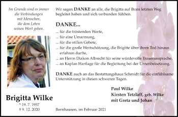 Traueranzeige von Brigitta Wilke von Neue Osnabrücker Zeitung GmbH & Co. KG